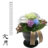 BIO モダンプリザーブドフラワー『月詠』 クリアケース付きでお手入れ楽々 高品質コロンビア産プリザを使用 made in Japn お供え ペット葬にも (文月)