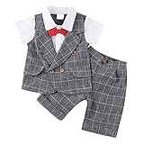 ベビー ボーイズ 半袖 フォーマル スーツ 男の子 チェック柄 蝶ネクタイ上下 2点 セット 子供服 七五三 結婚式 発表会