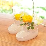 [florence du]プリザーブドフラワー ベビーシューズ 2足 イエロー クリアケース付 出産祝い 誕生日 ギフト