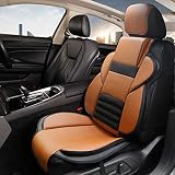 [MEIKO] シートカバー 汎用 前席 レザー 車 防水 防汚 カーシートカバー シートエプロン クッション 軽自動車 普通車 運転席 助手席 座席 フリーサイズ 兼用 1枚分 (jp11sp ブラウン)