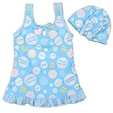 SOMETHINGのスイムキャップ付きワンピース水着2点セット sw1142 100cm ライトブルー