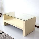 (DORIS) ガラステーブル ローテーブル 【ジョリー ベージュ】 コーヒーテーブル ファブリック製 強化ガラス8mm (ベージュ) (KIC)