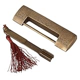 BQLZR Bronzy 7 cm間隔アンティークヴィンテージDecorative Carving真鍮ラッチジュエリーボックス留め金ロックパッドロックキャッチロックキー付き