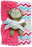 Mini Muffin Baby-Girls 3 Piece Velboa & Patchwork Baby Blanket 30 x 30 With Buddy Toy And Keepsake H