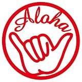 nc-smile ハワイアンステッカー Aloha アロハ ハンドサイン (B, レッド)