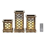 Set of 3炎アイボリーキャンドルと真鍮ホルダー付き LC003683