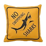 Zazzle Sharks No Swimming警告サインThrow枕 16" x 16" e42976f1-a076-f325-177a-88909bb92af1
