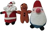 Estella gift-hol-ging Hand Knit Organic Cotton Gingerbread Man Newborn Baby Holiday Gift Set with 3 