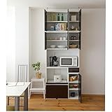 キッチン収納棚 レンジ台&amp;上置き付き 900mm幅 f-jkp-fal0002setdb ダークブラウン色