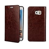 Golikef Samsung Galaxy S6 Edge Plus ケース カバー バンパー 手帳型 高級 本革 レザー 色鮮やか レトロ な book case 型 柔らかいシリコンTPUラバー