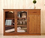 日本製 アンティーク風 幅120cm リビングキャビネット ブラウン 完成品