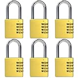 [MENGS] 6個 MG504 4桁リセッタコンビネーションロックパスワードのプラス南京錠フル黄銅, バッグやドア用