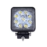 BRIGHTUM 27w ワークライト 防水 スポットライト12v 24v 軽トラック 荷台に応じて工事灯車外灯 広角タイプ　一年保証(角型　1個)