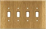 Brainerd 126431 Wood Square Quad Toggle Switch Wall Plate / Switch Plate / Cover, Medium Oak [並行輸入品]
