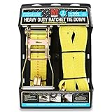 Mann Ratchet Tie Down Straps 2" Wide Extra Heavy duty J- hook イエロー CRS