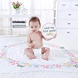 LifeTree Muslin Swaddle Blankets for Girls - Floral Print Milestone Receiving Blanket and Cards Set 