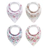 Cozyrom 4 Pcs 綿　ベビー　幼児　ビブ　唾液タオル　よだれかけ　ネックスカーフ　ソフト 吸水性 速乾性 かわいい 三角　調整可能 (タイプ 1)