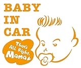 Sticker Shop Haru BABY IN CAR ステッカー アメリカンなベビー オレンジ 15cm