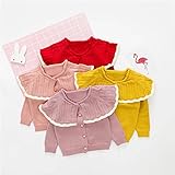Pojour ベビー服 子供服 女の子ニットカーディガンセーター 冬 防寒 かわいいトップス おしゃれ 暖かい 厚手 綿 ベビールームウェア 普段着 カジュアル 旅行 記念日 プレゼント 丸首 黄色