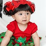 新生児 赤ちゃん 髪飾り 帽子 かつら ウィッグ 付き ベビー＆キッズ ベビー ヘアバンド 伸縮性がある (9)