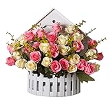 ホームデコレーション人工偽の結婚式のシルクの花ブッシュバスケット、A