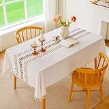 SR-tools テーブルクロス 北欧 撥水加工 洗濯可 タッセル 正方形 長方形 ダイニング インテリア バリエーション ポリエステル 麻 食卓 モダン レストラン リネン キッチン 防水 ナチュラル 季節 春 夏 秋 冬 ブラウン 140ｘ180