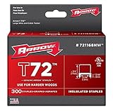 Arrow 721168HW Genuine T72 UL Hardwood Insulated Staples 13/64-Inch by 31/64-Inch Staples, 300-Pack 