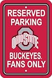 NCAA Ohio State Buckeyes 12-by-18インチプラスチック駐車場サイン