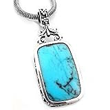 Turquoise Blue Lapis Reversible Sterling Silver Pendant
