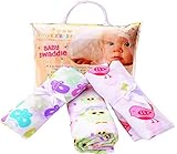 Three Baby Swaddle Blankets For Girls. Multi Use Muslin Cotton Swaddles Can Be Used As Receiving Bla