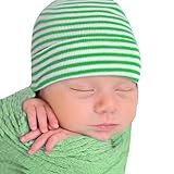 Melondipityグリーンとホワイトストライプ新生児病院帽子