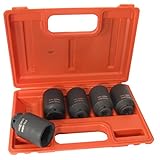5-Pc 1/2" Drive Cr-Mo 6 Point Deep Impact Socket Set, 33mm, 34mm, 35mm, 36mm, 38mm, Metric [並行輸入品]