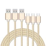 USB Type C ケーブル【3本セット 2m+2m+2m】急速充電 USB-A to USB-C ケーブル ナイロン編み 高速データ転送 タイプc 充電ケーブル iPhone16 iPhone15 Pro Max Plus Xperia Galaxy AQUOS Pixel Arrows Huawei Macbook Pro その他Type-C全機種対応（ゴールド）
