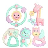 5pcsベビー幼児用おもちゃラトル Baby Lovely rattle ハンドシェイキングベル 6 – 12ヶ月Baby Rattles シェイプドハンドベル幼児教育ベビーカー乳母動物のおもちゃ 動