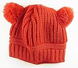 KUMBAYA ベビーニット帽 ニット帽 ダブル ボンボン キッズ ニット 男女兼用 (レッド)