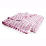 The COCALO COLLECTION Bamboo Pram Stroller Baby Blanket Pink Off-White Stripe by CoCaLo Collection