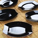 tableclothsfactory 50個 – ブラック7.5 " Crescentオーバル型使い捨てプラスチックプレート