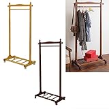 ポールハンガー 木製 コート掛け 玄関 おしゃれ 木製キャスター付きハンガー 全2色(ナチュラル)