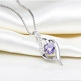 おしゃれ ネックレス S925 シルバー ジュエリー アクセサリー 結婚式 ウエディング パーティー ジルコン ペンダント ネックレス (パープル)