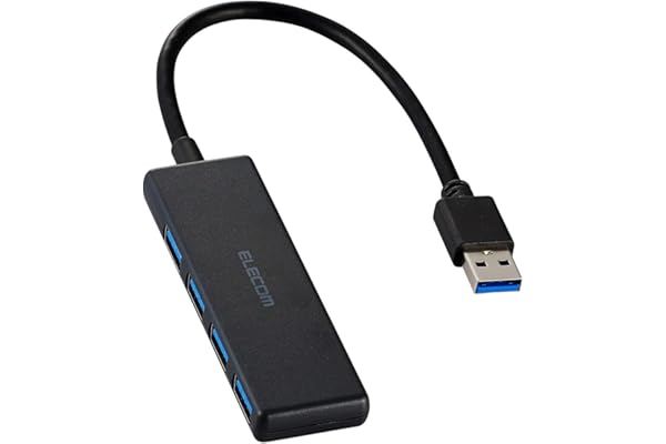 エレコム USBハブ USB-A接続 USB3.2(Gen1) 5Gbps 4ポート バスパワー 15cm ケーブル 小型・軽量設計 ブラック U3H-H042BK/E