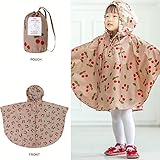 おしゃれ　キッズ　レインコート　旅行　通学　小学生　サクランボ柄（Mサイズ）