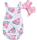 grnshtsベビー女の子Watermelonsプリントバックレスロンパースヘアバンド付き US サイズ: XS カラー: ピンク