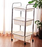 高強度！業務用ワゴン3段脱衣カゴ付(ホワイト)【日本製】キャスター付で移動も楽々！医療機関にもOK