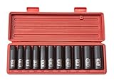 TEKTON 4865 1/2' Drive Deep Impact Socket Set, 3/8'-1', SAE, Cr-V, 11 Sockets [並行輸入品]