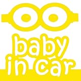 大人気！ベイビー イン カー ステッカーbaby in car /車用/シール/ Vinyl//ステッカー/mbic(黄色)