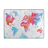 vantaso水彩世界マップSoft Foam Play Mat for Children Non Skidゲームエリアラグ子供寝室、プレイルーム、保育園装飾63 x 48インチ 63'' x 48'