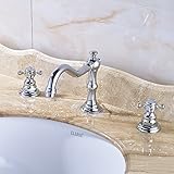 Rozin Widespread 3穴デュアルクロスノブバスルームシンク蛇口ミキサータップオイルはブロンズ R6092701