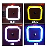 NERLMIAYパックof 4省エネLEDナイトライトランプwithスマート自動Dust to Dawnライトセンサー(ブルー、オレンジ、赤、白)