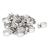 uxcell　ホースバンド　ホースクランプ　ステンレス製　シルバートーン　9-16mmケーブル　25個入