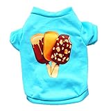 レンコス（Lemcos）ペット 服 春夏秋 小型犬猫用 アイスクリーム 図案 簡潔です 犬洋服 シャツ コート 綿製 可愛い 散歩 暖かい 犬服 アパレル 子犬 コスチューム プレゼント